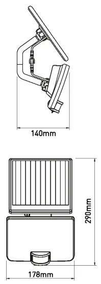 LED napelemes fali lámpa szenzorral LED/12W/3,7V 4000 mAh IP54