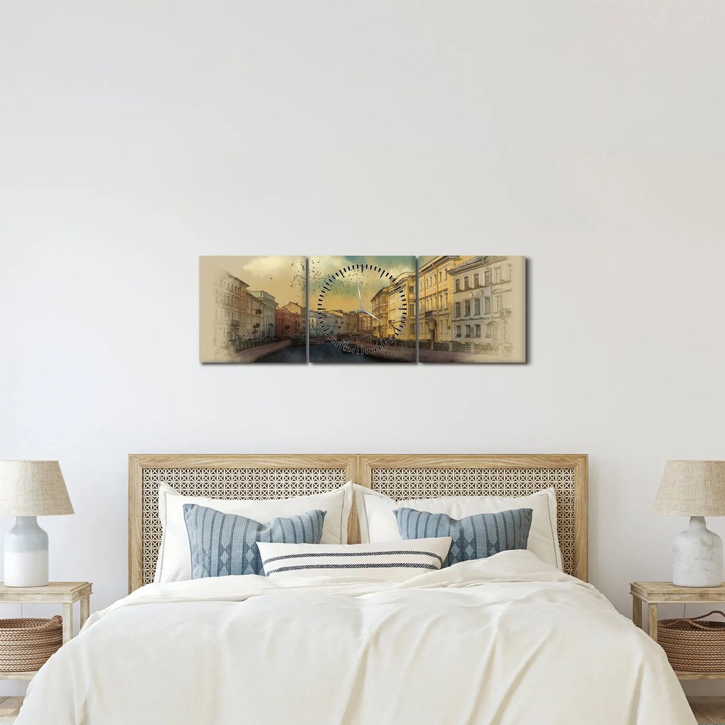 Kép - Moyka, folyó, St. Petersburg, Oroszország (órával) (90x30 cm)