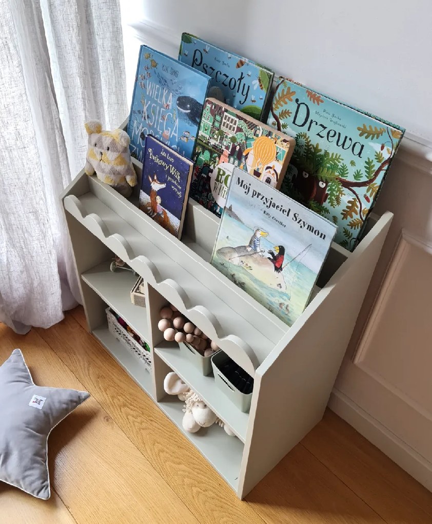 Gyerekkönyvtár BOOK NOOK SAGE 71x76 cm, világos zöld