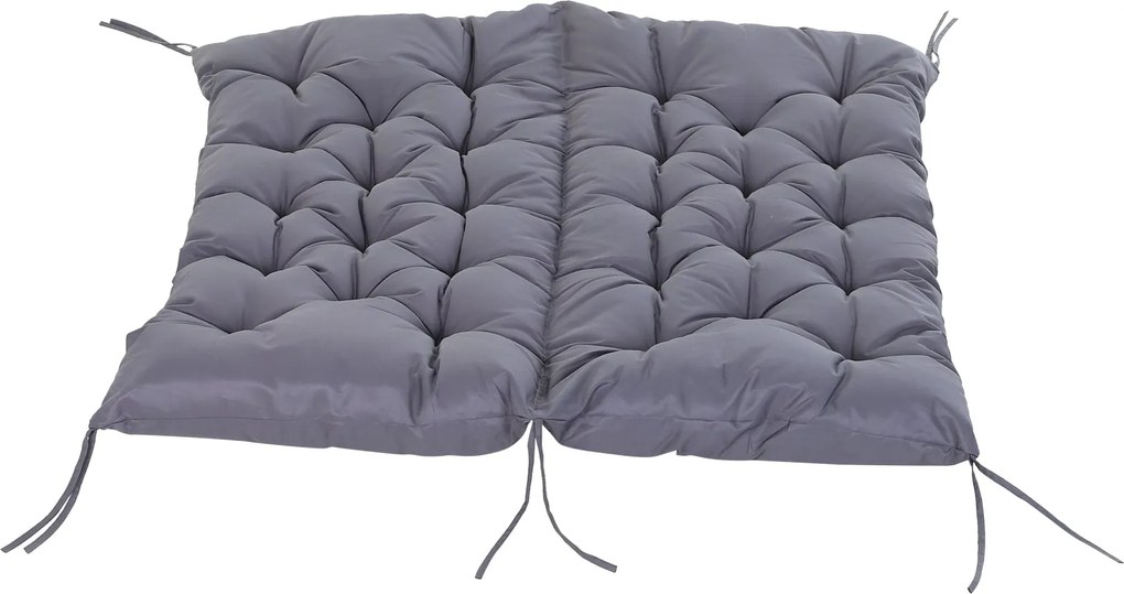 Outsunny Pad a Párnával és Háttámlával 132x110x10 cm Kerti Pad Matraccal 2 Ülőhelyes Padhoz 6 Rögzítőzsinórral Kerti Hinta Terasz Sötétszürke | Aosom