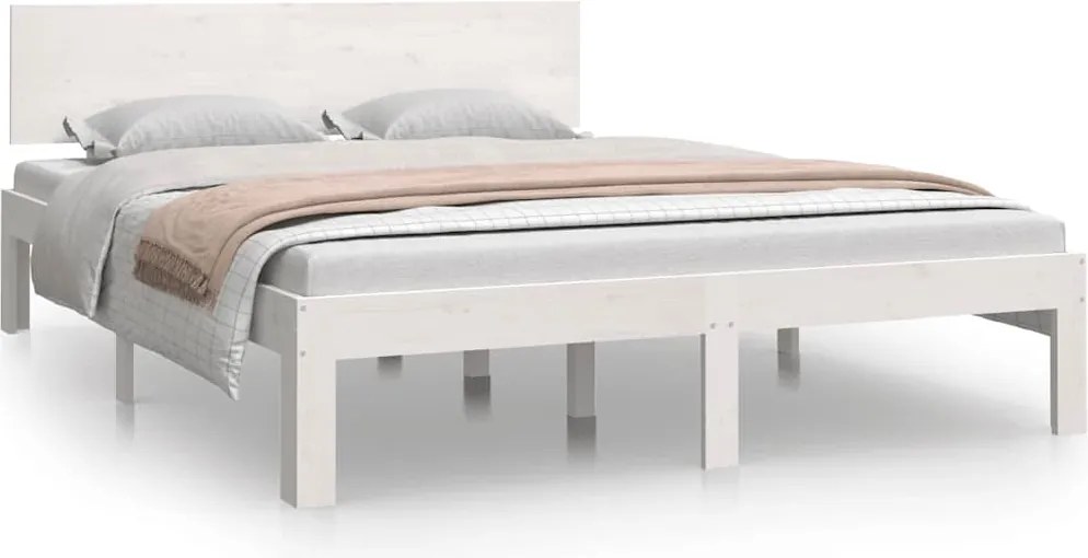 vidaXL King Size fehér tömör fa ágykeret 150 x 200 cm