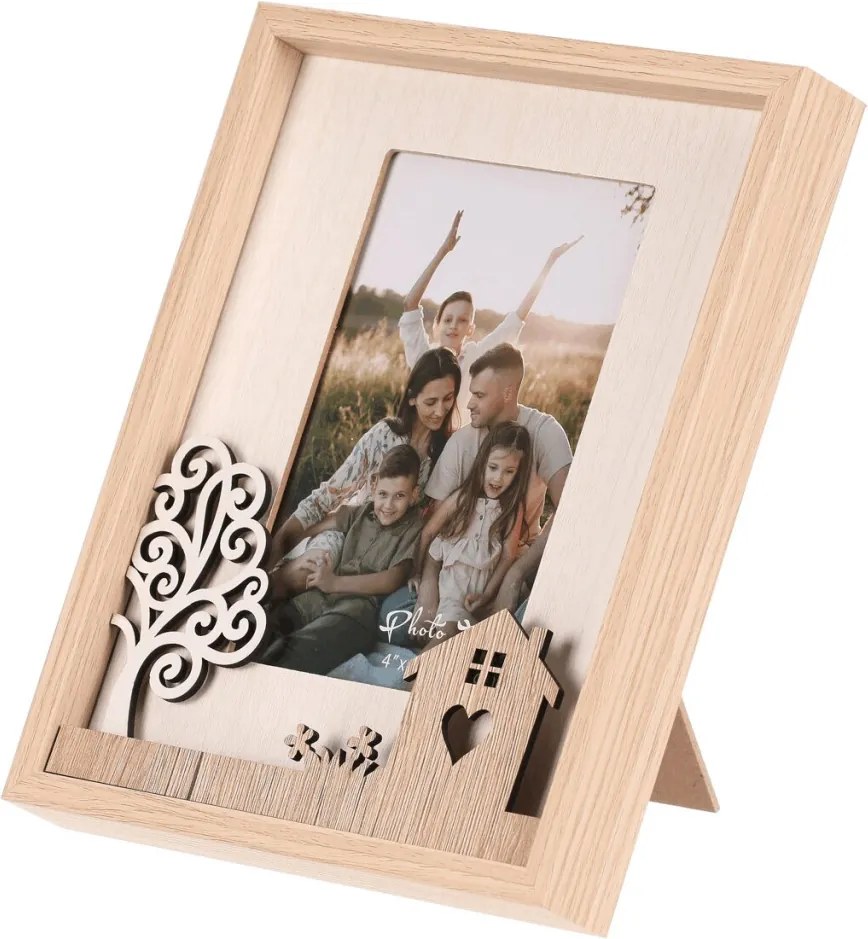 Képkeret 10 × 15 cm-es fényképhez, MDF, Család