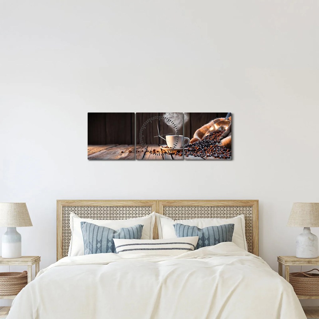 Kép - Kávé idő (órával) (90x30 cm)