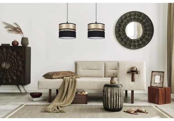 Csillár zsinóron LIMA 2xE27/60W/230V arany/fekete