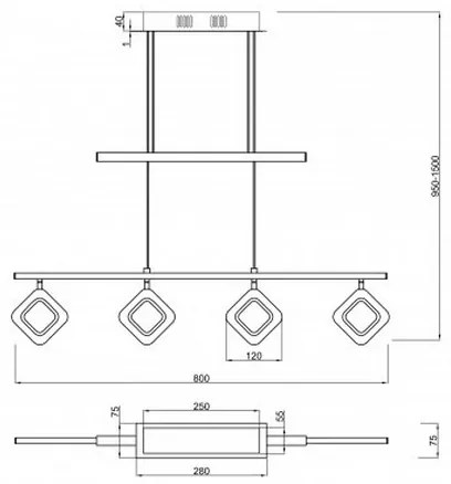 Trio - LED Csillár zsinóron PARADOX 4xLED/4,3W/230V