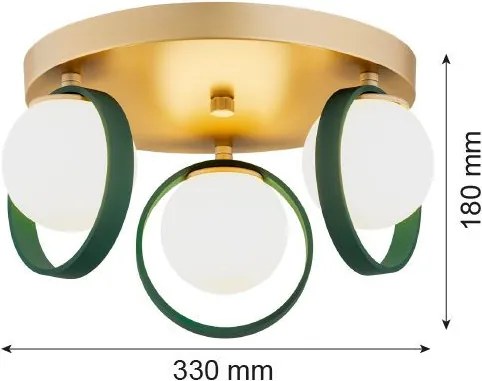 ARGON 6247 SATURINA Glamour Mennyezeti Lámpa Opál Szőnyeg, Zöld, Arany G9 IP20