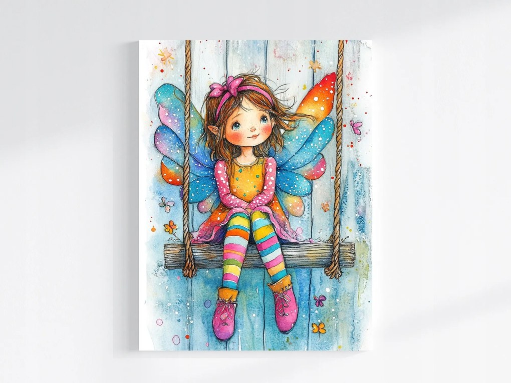 Canvas Vászonkép Színes Kislány Tündér Hinta Játék 60x80