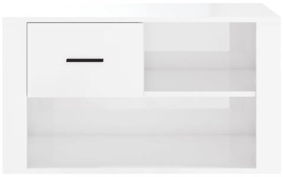 magasfényű fehér szerelt fa cipőszekrény 80 x 35 x 45 cm