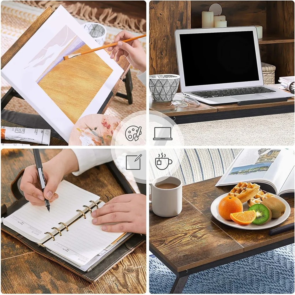 Laptop asztal, rusztikus barna 71x35cm