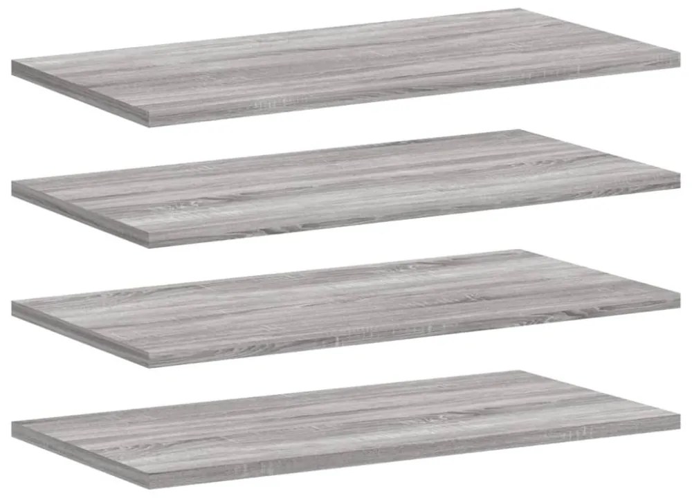 4 db szürke sonoma színű szerelt fa fali polc 60 x 20 x 1,5 cm