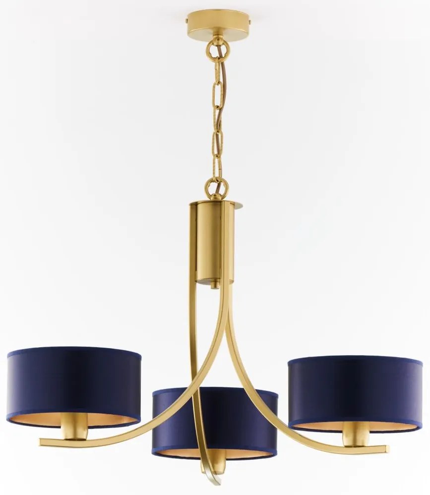 Jupiter 2093 - Láncos csillár ARTHUR 3xE27/15W/230V kék/arany