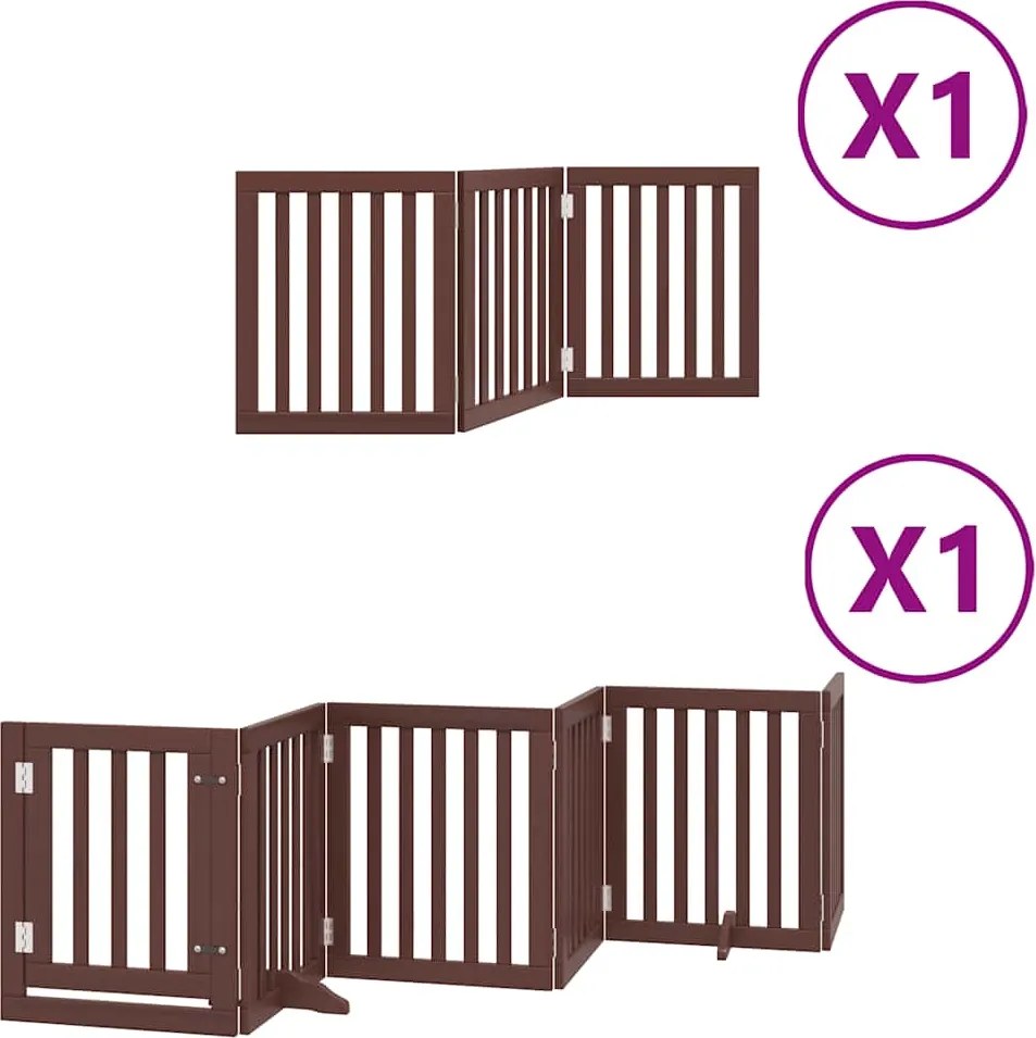 vidaXL barna nyárfa 9 paneles összecsukható kutyakapu ajtóval 450 cm