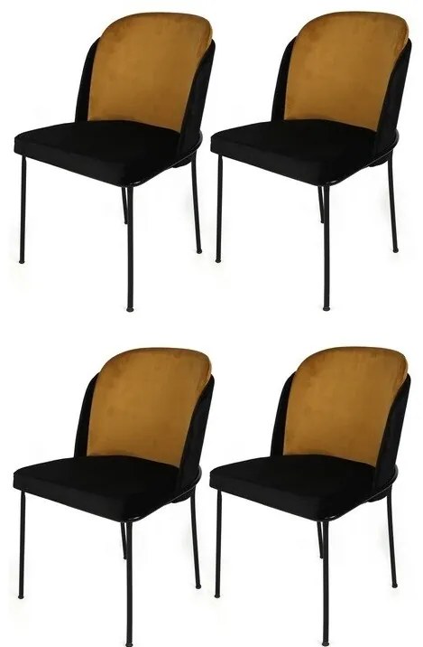 Dore Mustard and Black étkezőszék szett, 4 db, 4 db