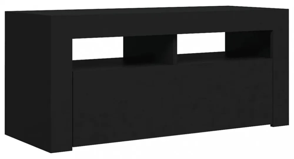 fekete TV-szekrény LED-világítással 90x35x40 cm