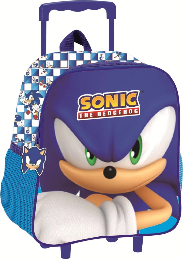Sonic a sündisznó Modern gurulós ovis 3D hátizsák, táska 32 cm