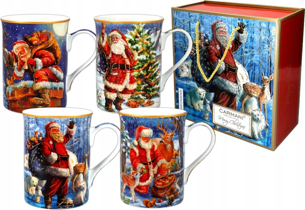 Kpl. 4 db karácsonyi bögre Mikulás (carmani)