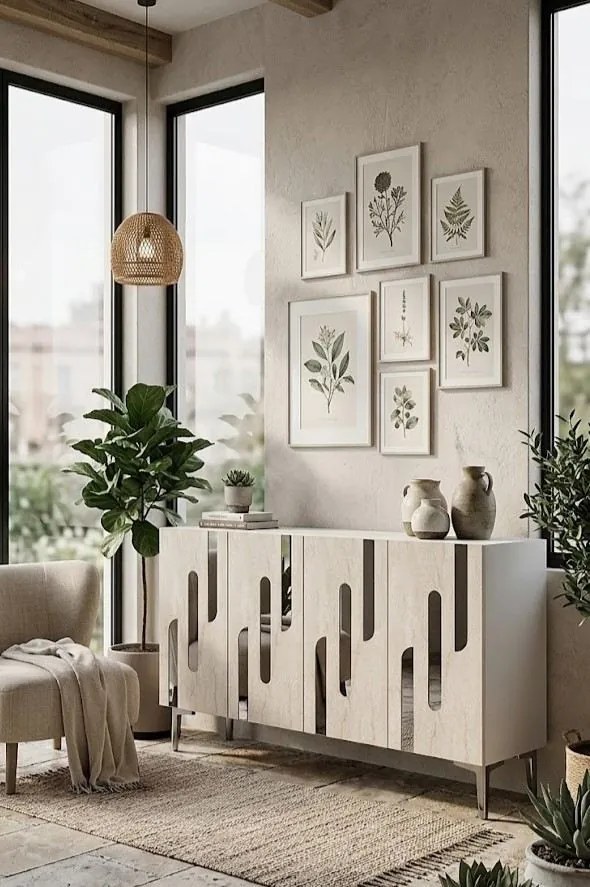 Ece 120 - White, Travertine, Silver