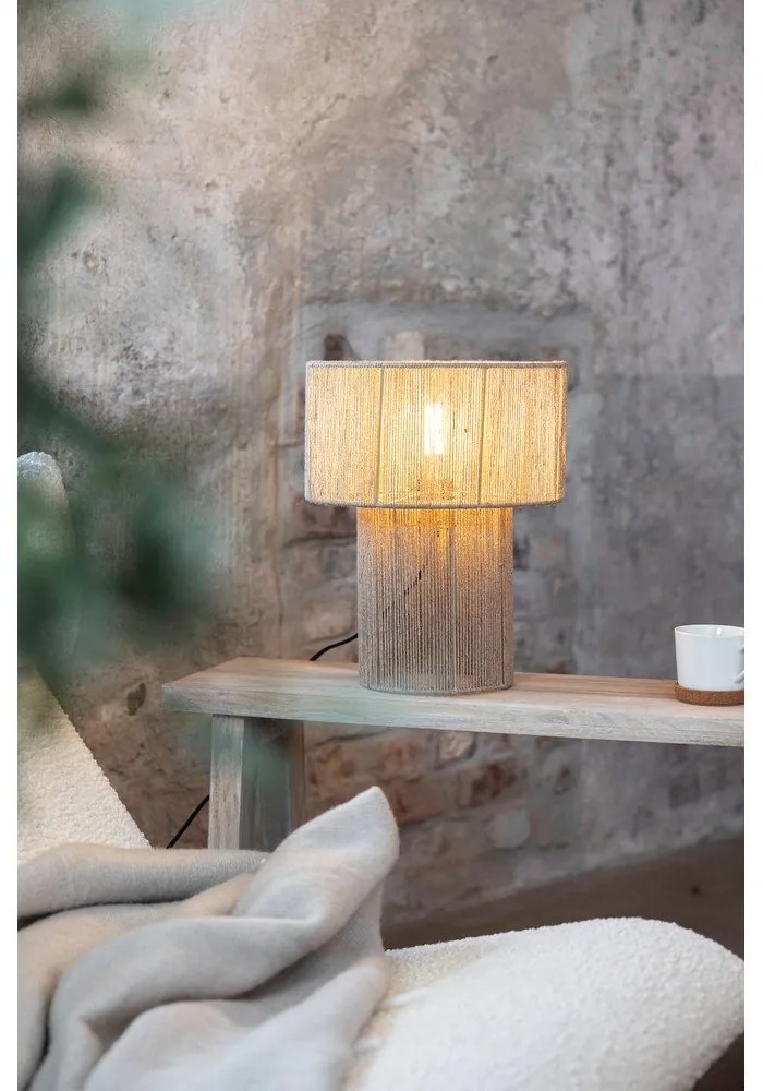Natúr színű asztali lámpa juta búrával (magasság 38 cm) Soga – Markslöjd