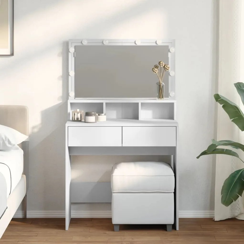 fehér fésülködőasztal LED-del 80 x 41 x 134,5 cm