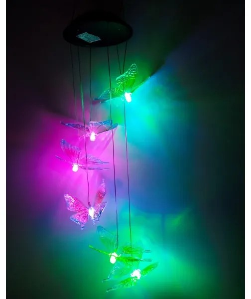 LED RGB napelemes lámpa 6xLED/1,2V 300 mAh IP44 pillangó