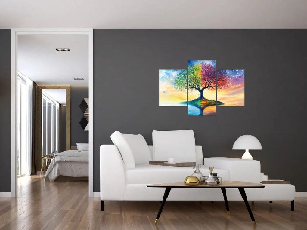 Kép – Évszakok festett fája (90x60 cm)