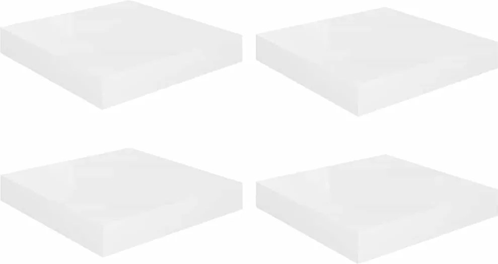 vidaXL 4 db magasfényű fehér MDF lebegő fali polc 23 x 23,5 x 3,8 cm