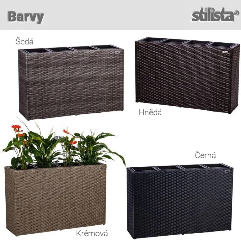 STILISTA Virágcserép 4 rekeszes fonott polirattan szürke