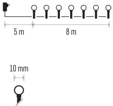 LED kültéri karácsonyi fényfüzér 80xLED/8 funkció 13m többszínű IP44