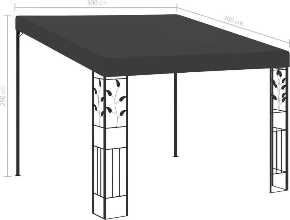 vidaXL antracitszürke falra szerelhető pavilon 3 x 3 x 2,5 m