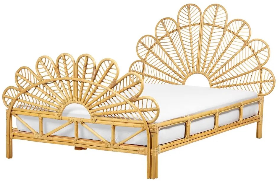 Világosbarna rattan franciaágy 140 x 200 cm FLORENTINE Beliani