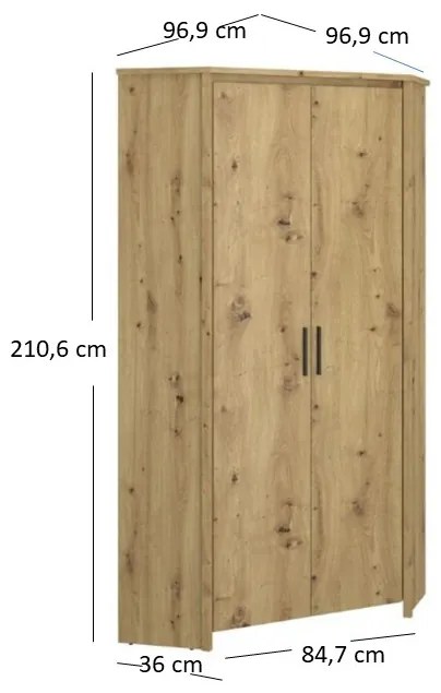 Sarok ruhásszekrény Andra 2D (artisan tölgy). 1052741