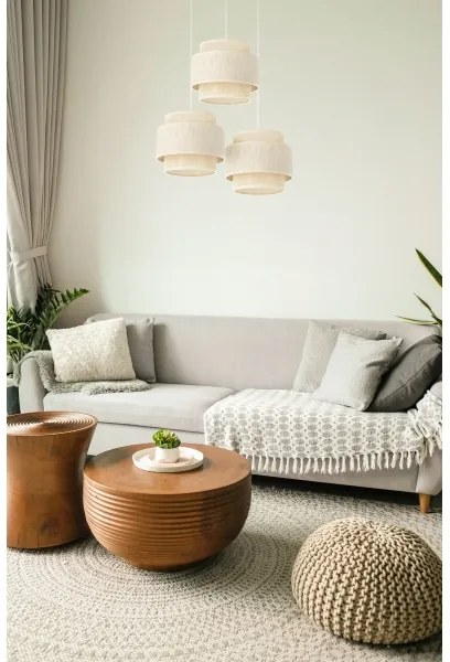 Zsinóros BOHO függőlámpa 3xE27/60W/230V krémszínű/juta