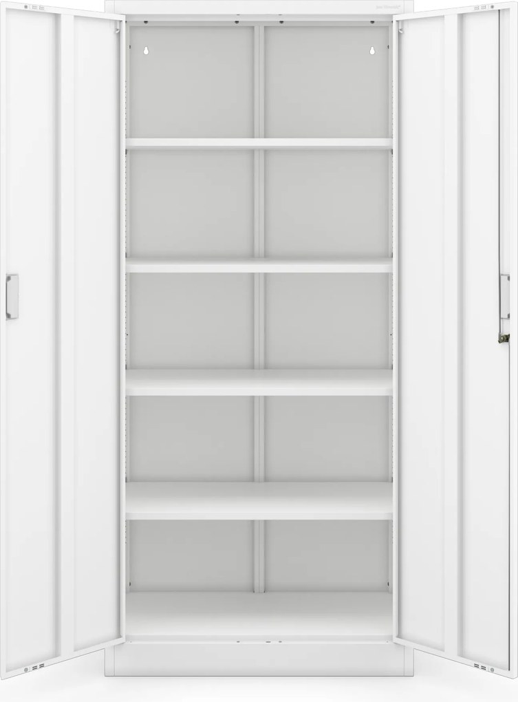 4 polcos fém irodai szekrény, fehér, 1750x800x400 mm: JAN Compact