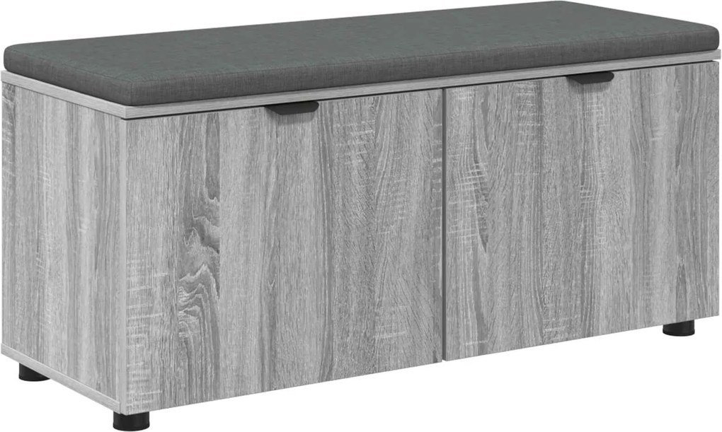 vidaXL Előtér pad Szürke Sonoma 100 x 38 x 46 cm Műanyag Fa és Szövet