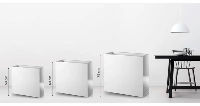 PX B Szögletes Üvegszálas Elegáns Kaspó - fehér