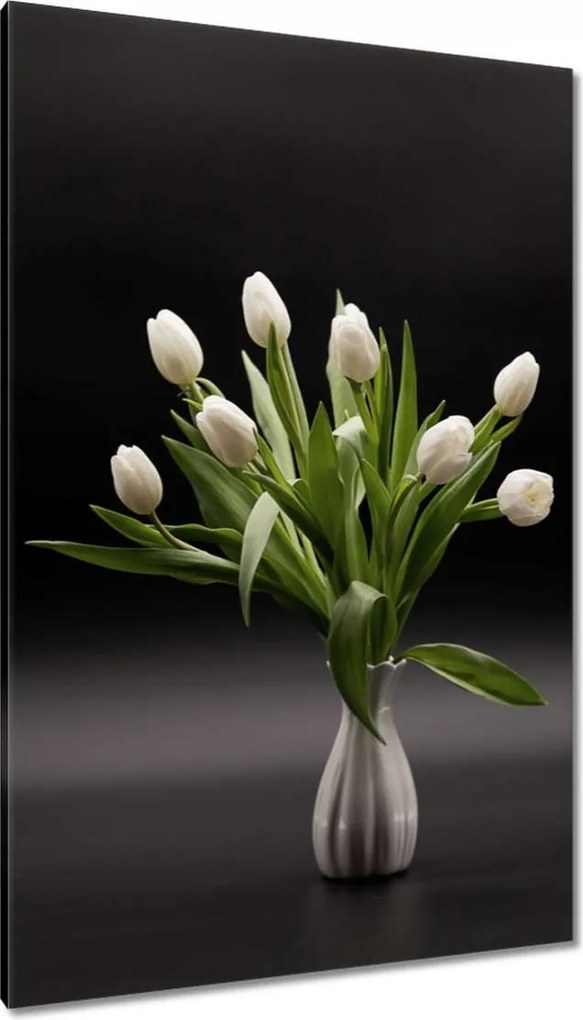 Vászonkép 80x120 Fehér tulipánok vázában