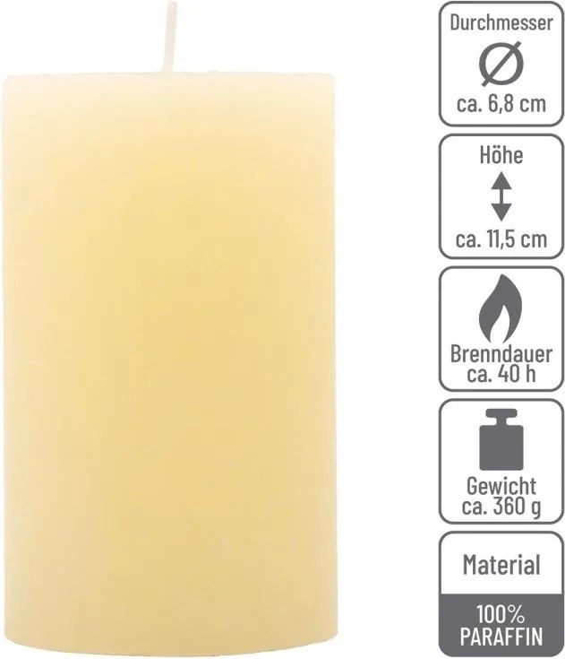 Rusztikus  gyertya készlet 11,5 cm Ø 6,8 cm 6 db krém