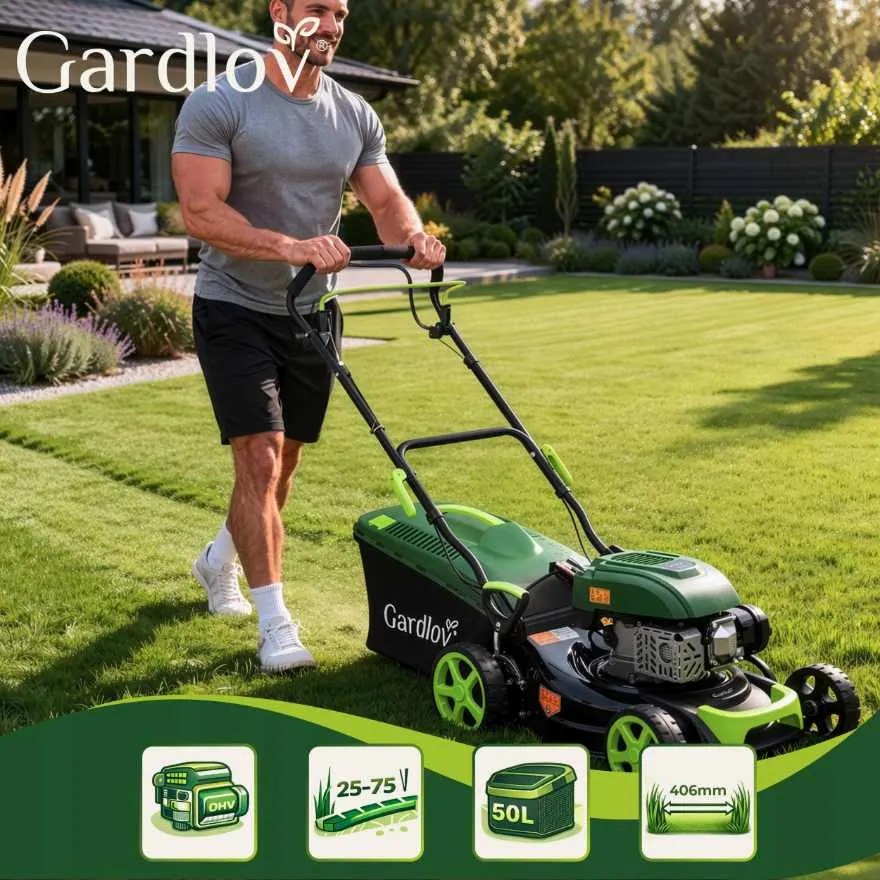 Benzinmotoros fűnyíró hajtással GARDLOV DriveX - 149 cm³, 50 l-es kosárral
