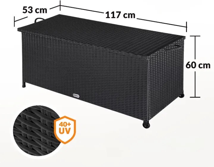 Deuba Tárolódoboz kerekekkel 370 l - fekete