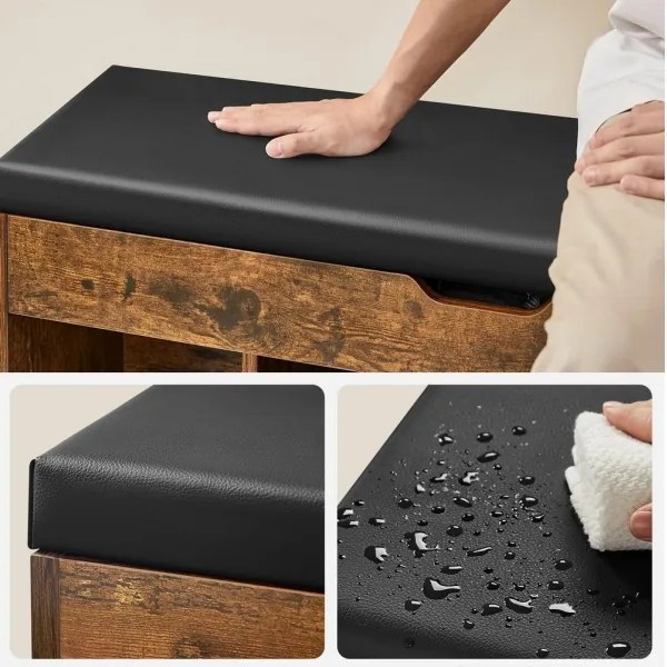 Cipőtároló VOREN barna/fekete