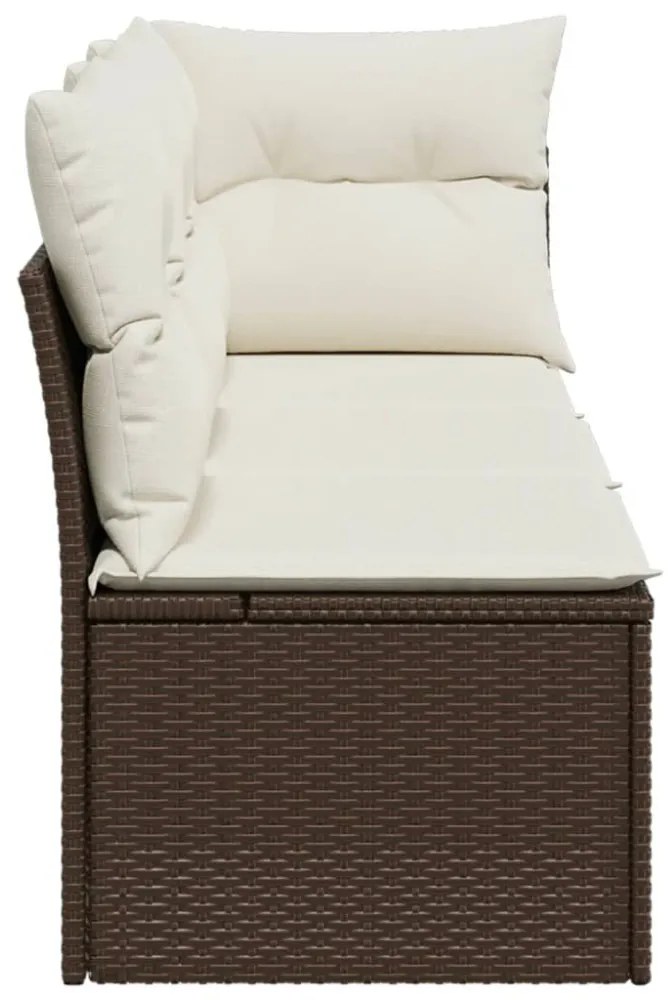 3 személyes barna polyrattan kerti kanapé párnával