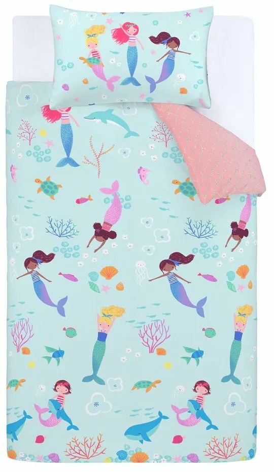 Kék kétszemélyes gyerek ágyneműhuzat 200x200 cm Mermaid – Catherine Lansfield
