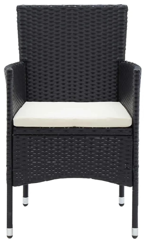 9 részes fekete polyrattan kerti étkezőgarnitúra párnákkal