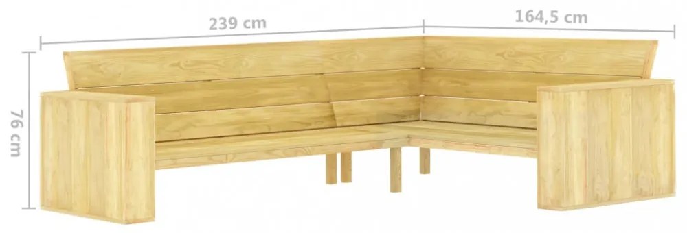 impregnált fenyőfa kerti sarokpad 239 cm