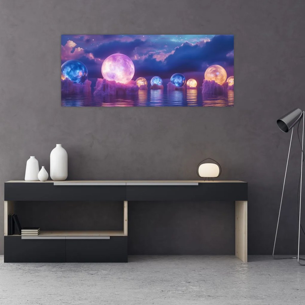 Kép - Bolygók a vízen (120x50 cm)