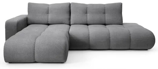 Ágyazható kárpitozott sarokülőgarnitúra tárolóval, L-alakú, ALMADA, balos, szürke