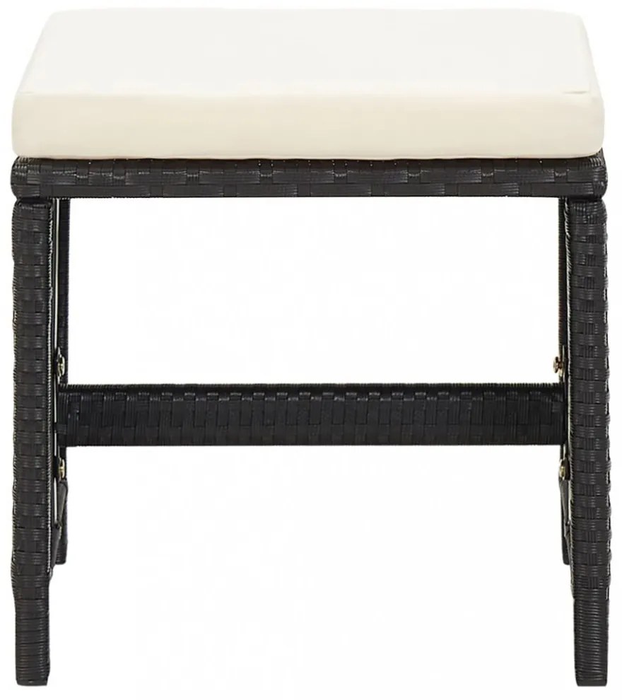 4 db fekete polyrattan kerti ülőke párnákkal