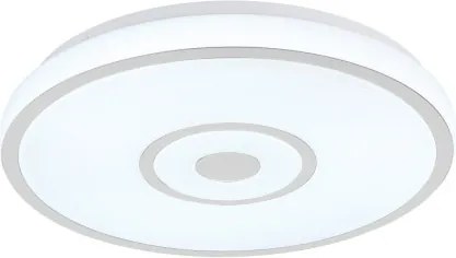 Globo 48580R Mennyezeti lámpa, matt fehér fém, fehér műanyag, krómgyűrű, csúszókapcsoló, színek rögzíthetők, CCT kapcsoló, ø: 380mm, M: 55 mm, tartozék: LED 24W 230V, 3000lm forrás, 1500lm kimenet, CCT 3000/4000/6000K