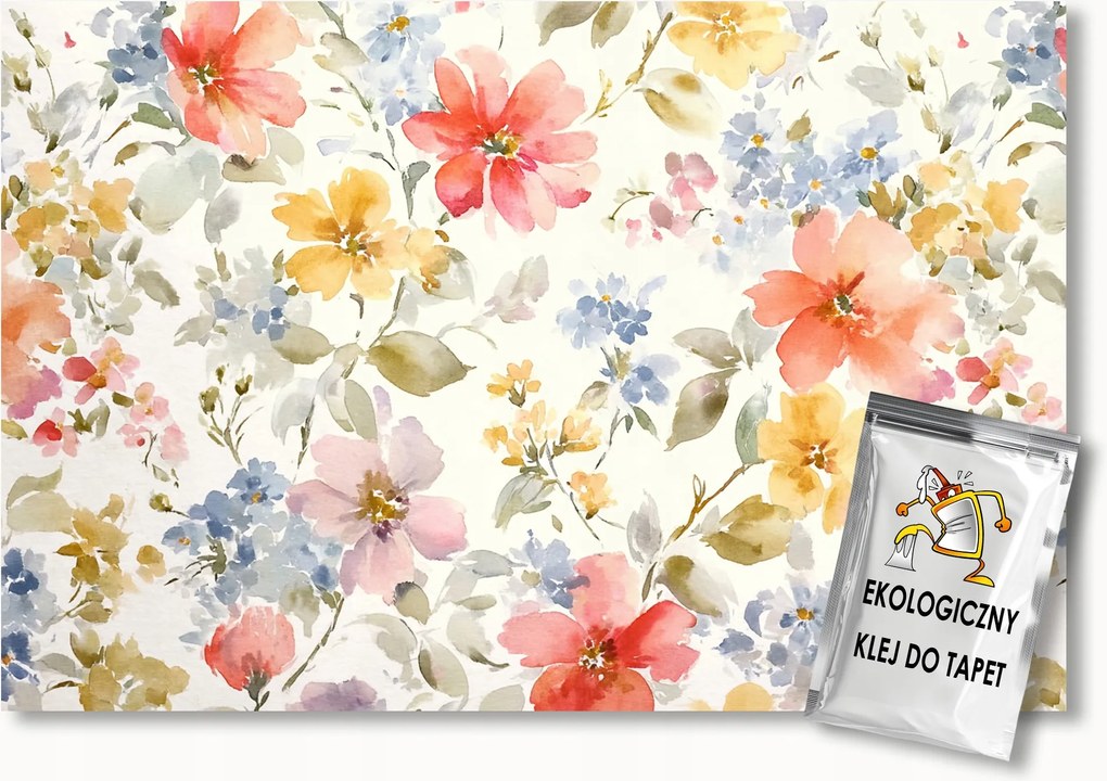 Fotótapéta Flizelina Akvarell Természet Színes Retro Virágok 100x75 ragasztó