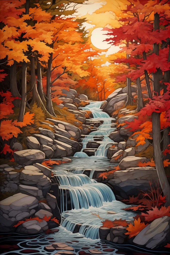 Poszter 20x30cm Őszi vízesések